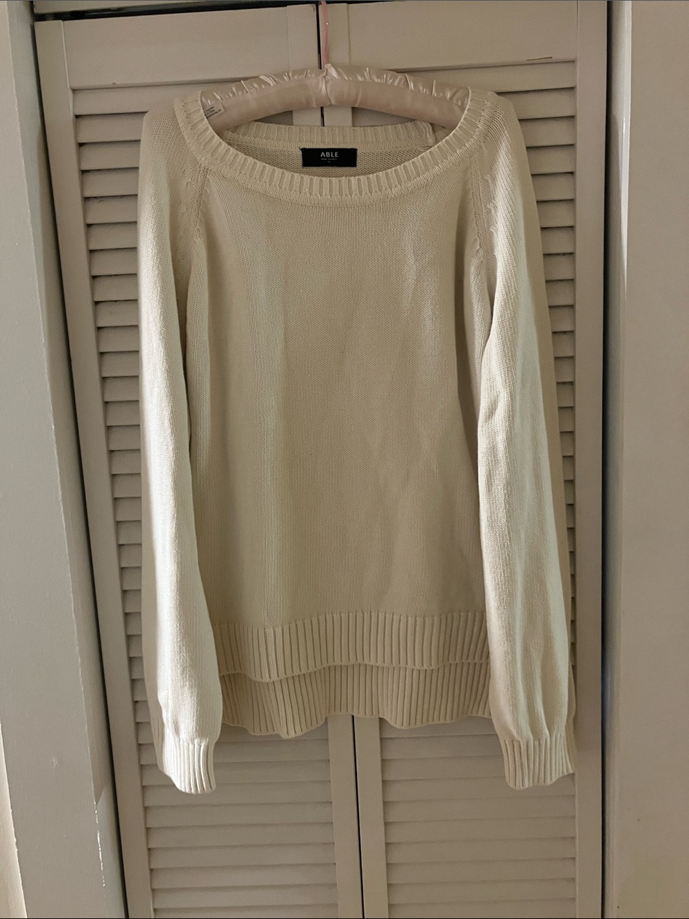 Able Off White Ivory White Fisherman Cabincore Crewneck Sweater 1X